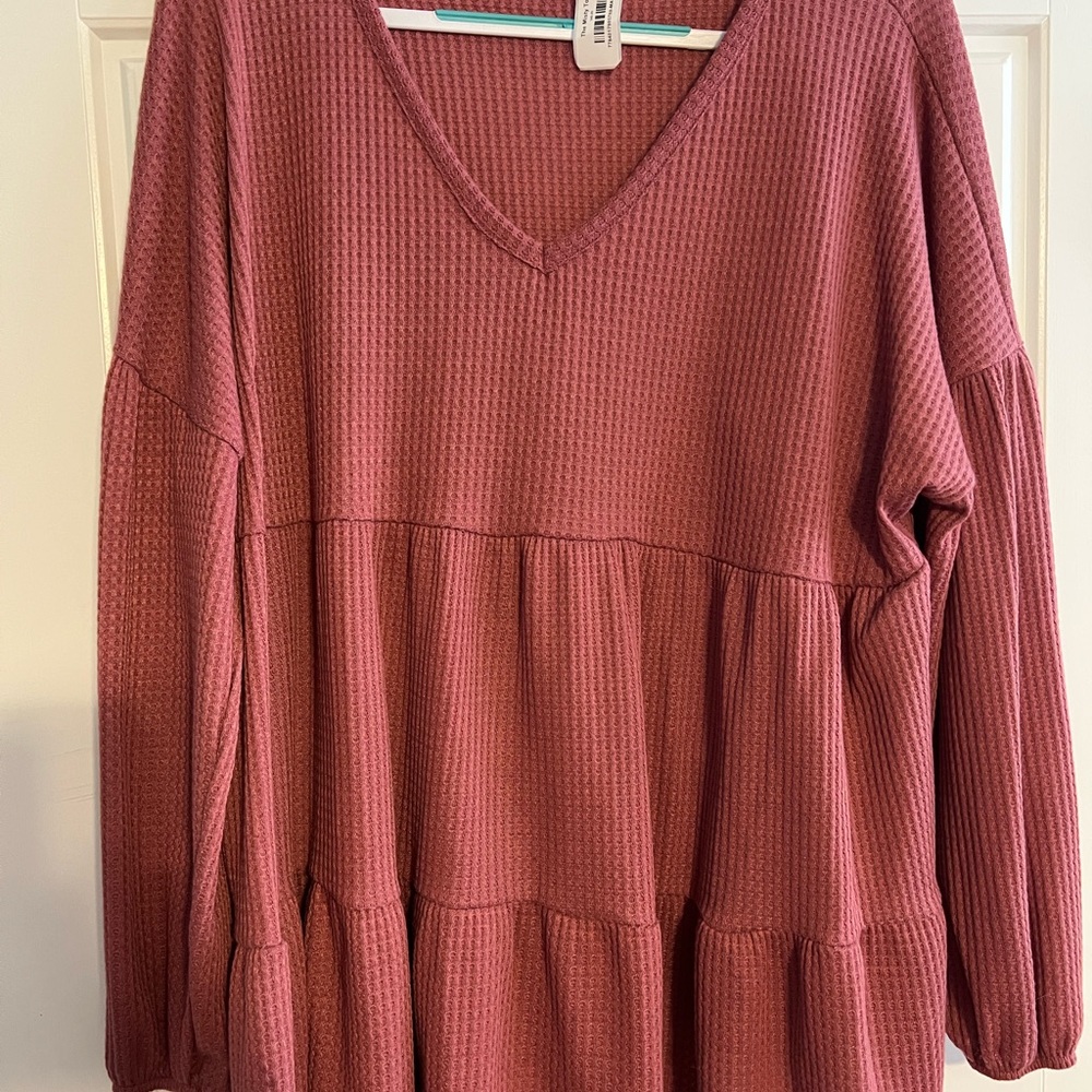 First Love Pink Tiered Long Sleeve Tunic